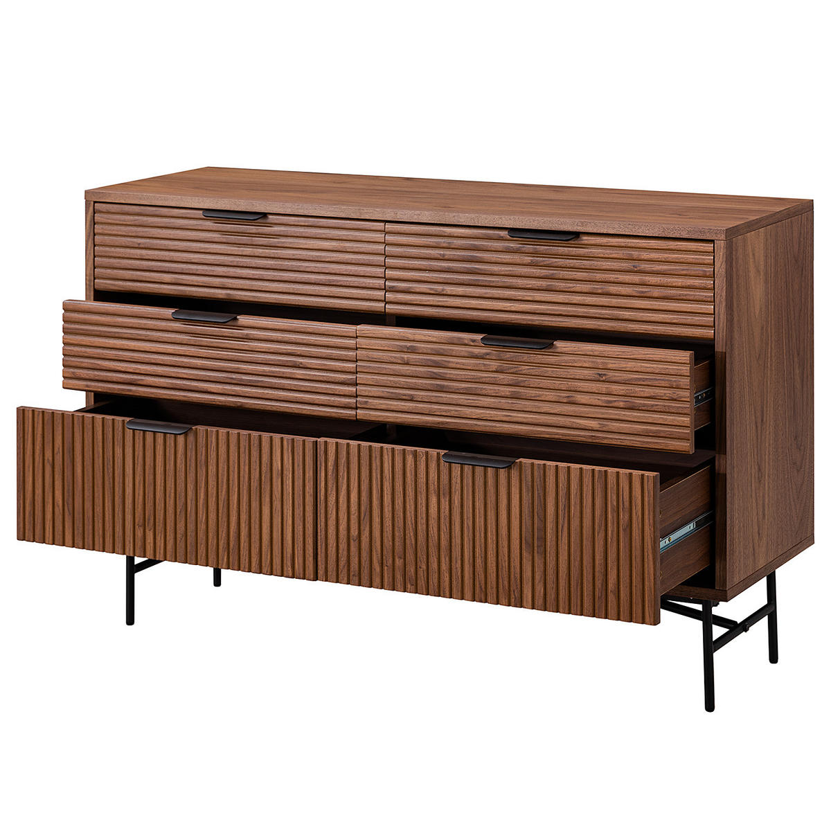 SIDEBOARD - MDF / Metall - Walnussfarben/Schwarz, Holzwerkstoff/Metall (120/80/40cm) - home24