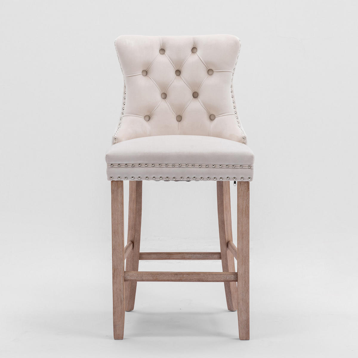 BARSTUHL 2er-Set mit hoher Rückenlehne Samt Beige - Beige, Metall (50/66/60cm) - Meubliv