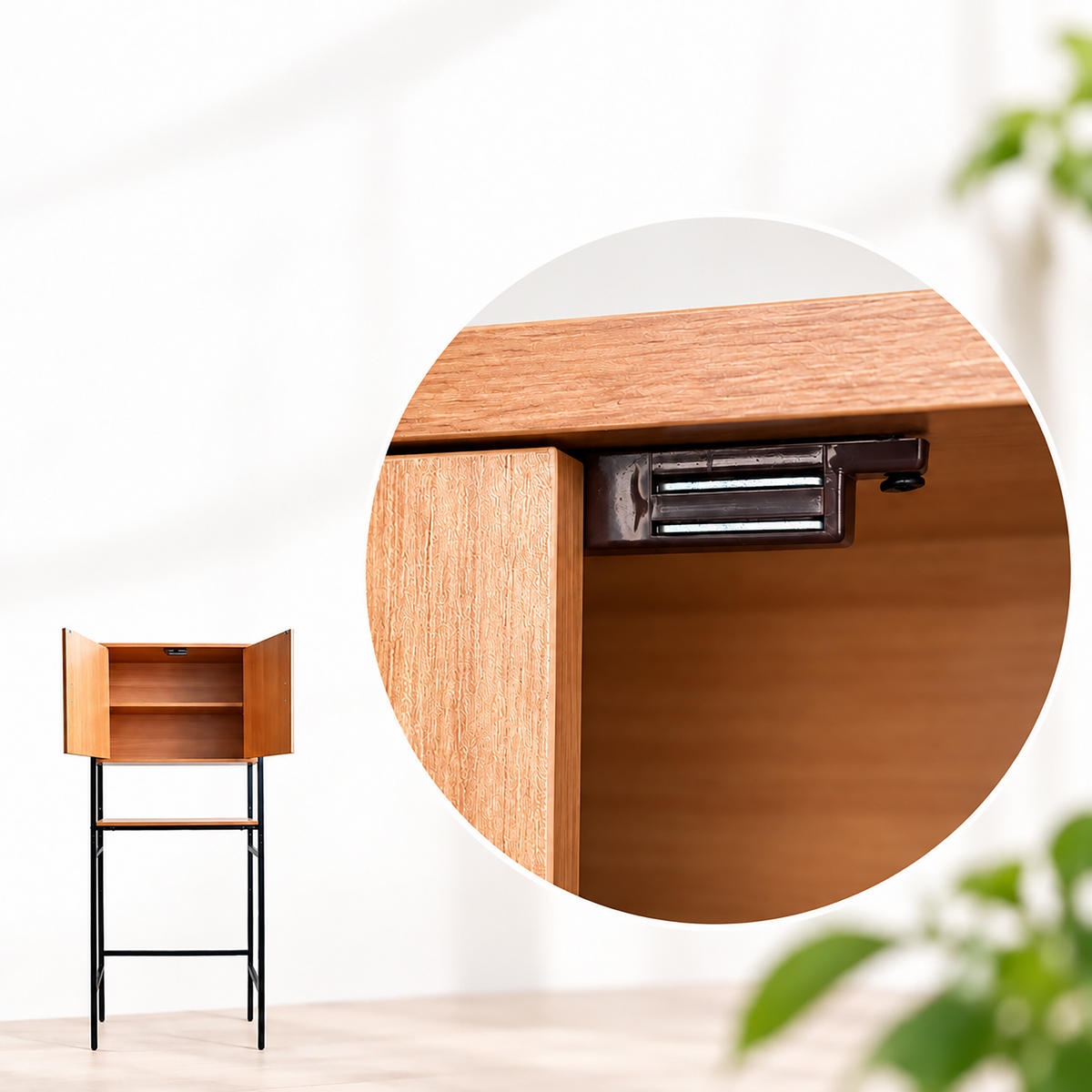 WASCHMASCHINENSCHRANK Hellbraun schwarzes Metall 170x64x27 cm - Hellbraun, Holzwerkstoff/Metall (64/170/27cm) - Relaxdays