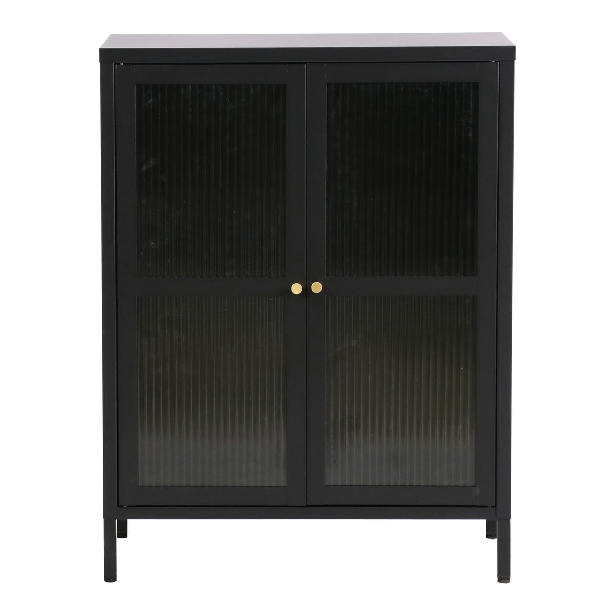 VITRINE Säkylä - Transparent/Schwarz, Glas/Metall (64/84/35cm) - [en.casa]