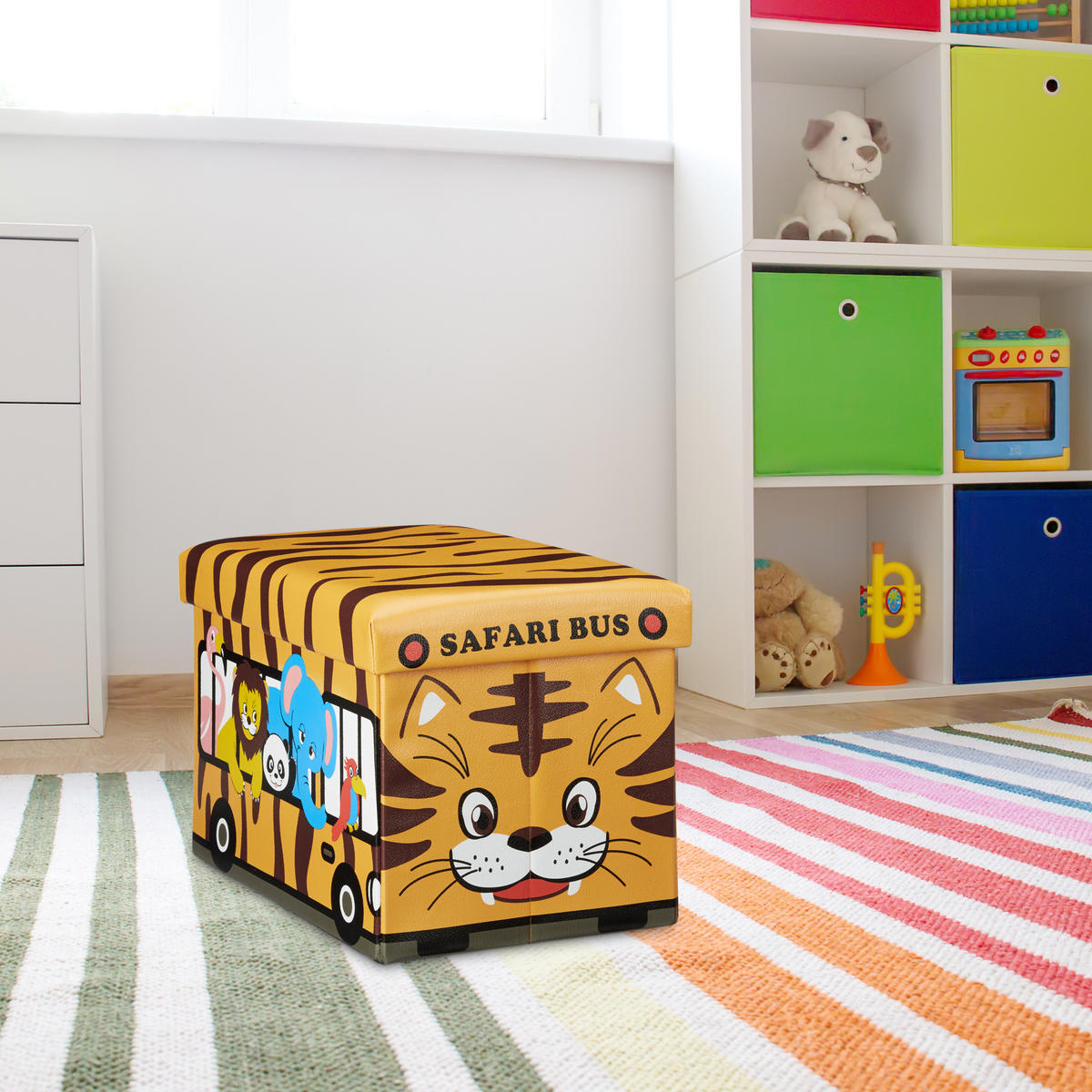 FALTBARE Spielzeugkiste - Hellbraun, Holzwerkstoff/Kunststoff (48/32/32cm) - Relaxdays