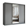 SCHWEBETÜRENSCHRANK Cabinio Grau Weiß 240/216/61 cm – mit Spiegel und Lamellen - Weiß/Grau, Holzwerkstoff/Kunststoff (240/216/61cm) - AX Living