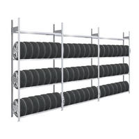 REIFENREGAL TIRE PRO 3er-Set für insgesamt 72 Reifen 4 Ebenen 150kg Fachlast pro Ebene Verzinkt - Silberfarben, Metall (450/250/43cm) - PROREGAL