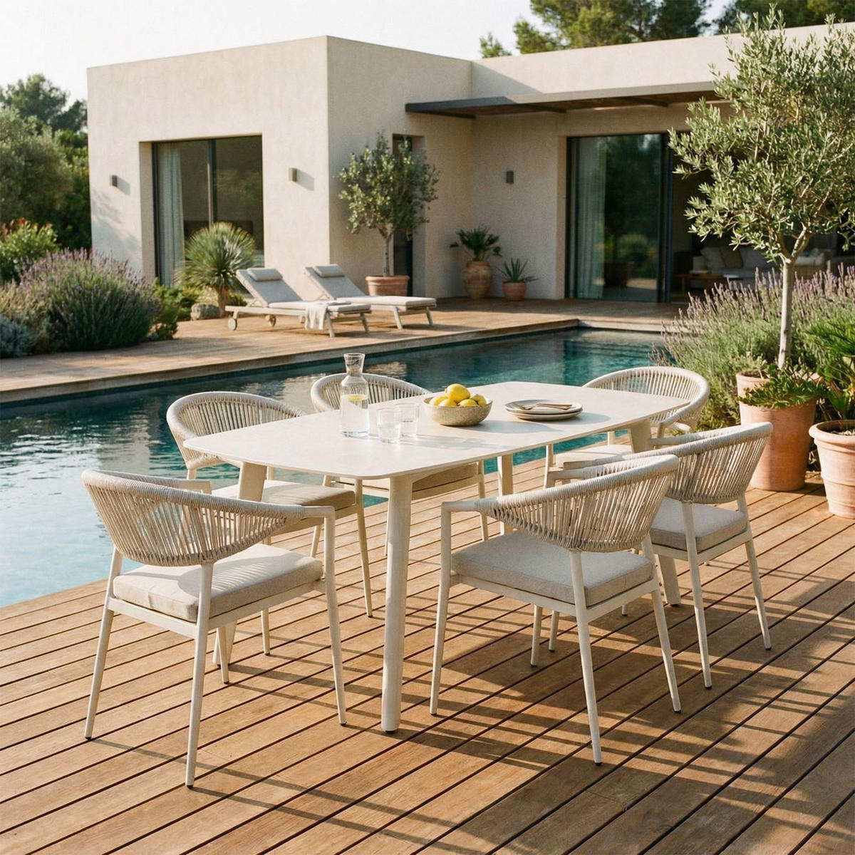 GARTENMÖBEL SET SELI - Creme, Metall - IDIMEX