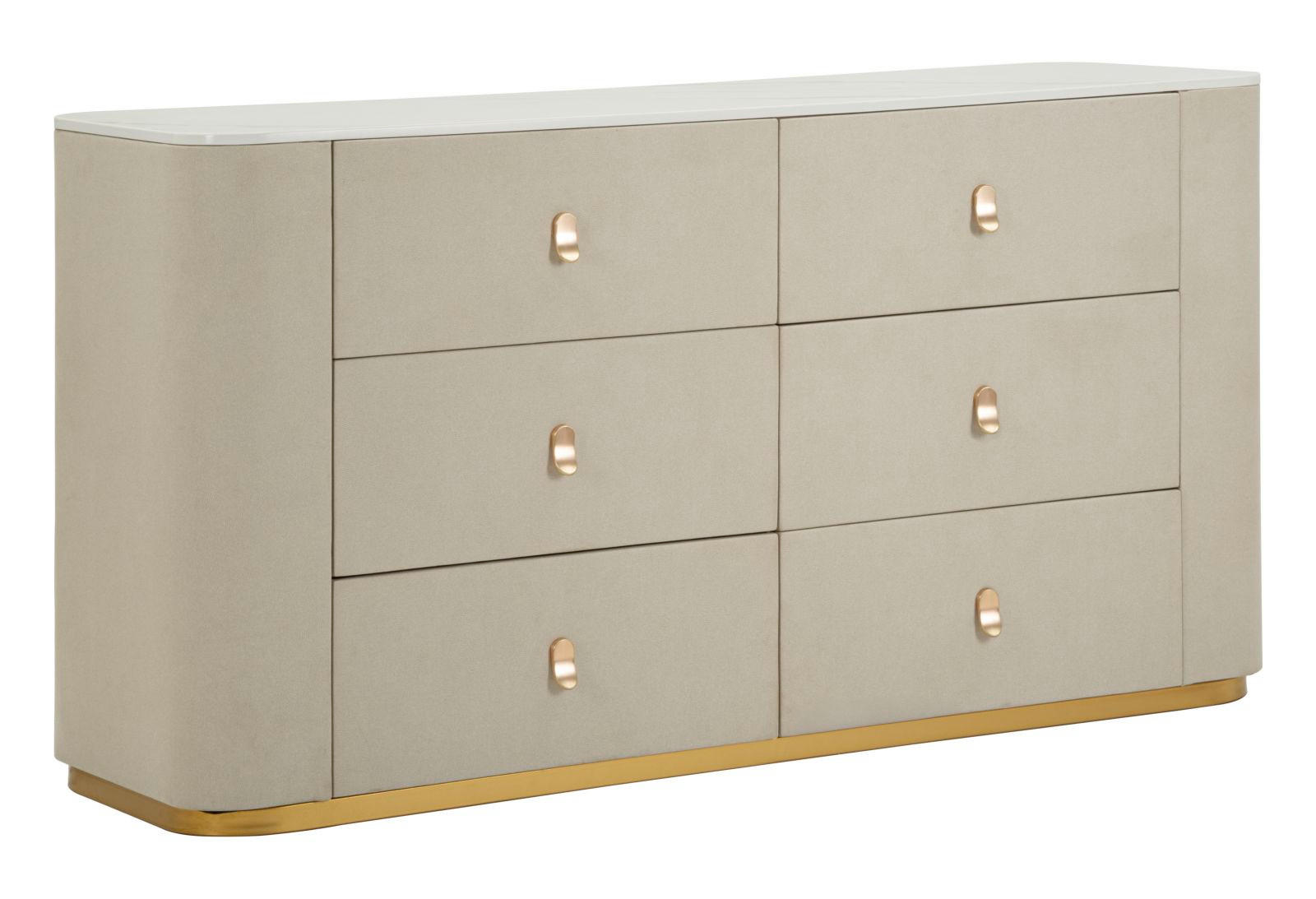 Mauro Ferretti Kommode Creme, Gold 140x76x45 cm
