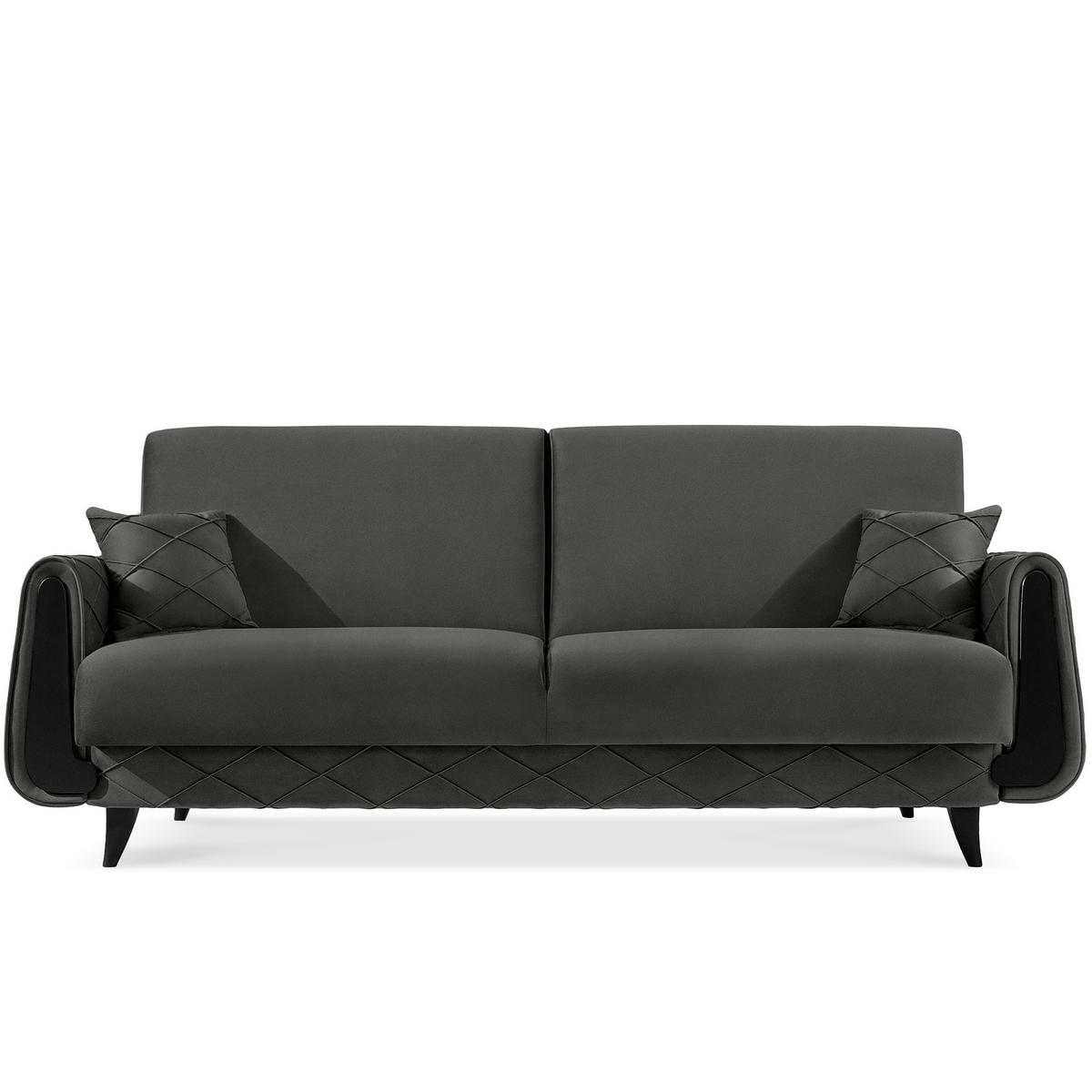 3-SITZER-SOFA GUSTAVO III Sofa 3 Velours, Anthrazit - Anthrazit, Holz/Holzwerkstoff (230/98/98cm) - KONSIMO®