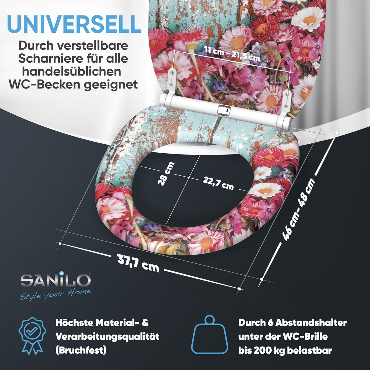 WC-SITZ mit Absenkautomatik & Top Fix Spring - Türkis, Holzwerkstoff (37.7/5.5/48cm) - Sanilo