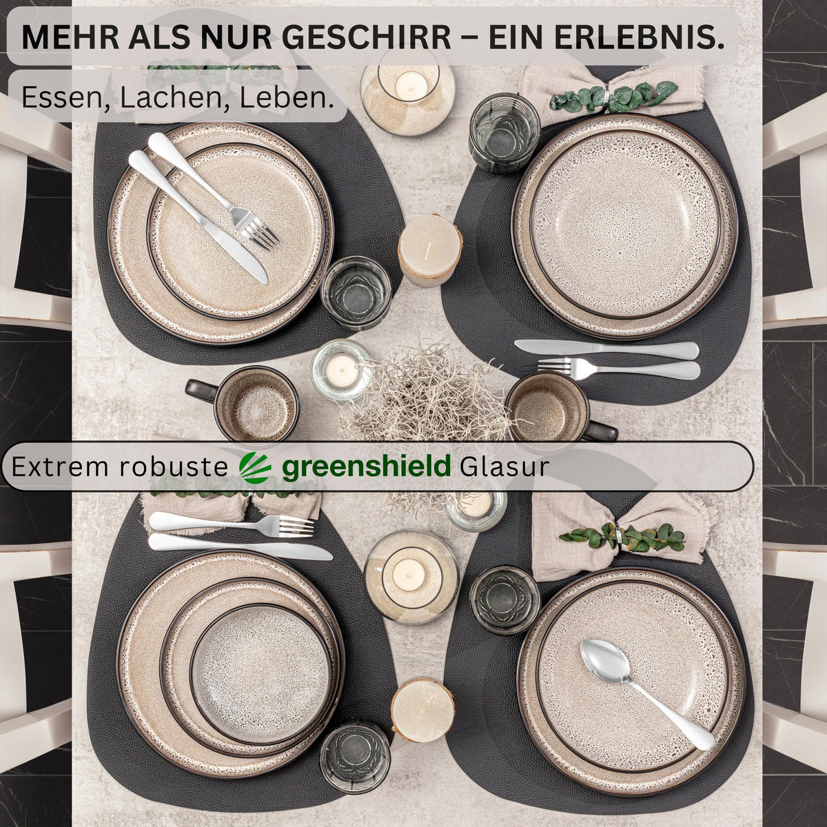 KAFFEEBECHER SET LUXOR - 6 teilig aus Steingut - Braun, Stein (0.36L) - Sänger