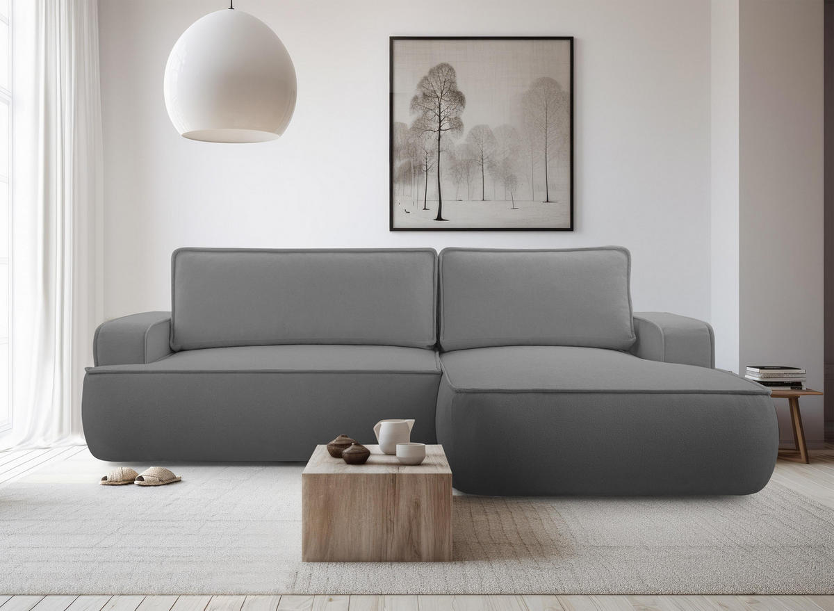 ECKSOFA L Form Ablia Dunkelgrau 267/168/87 cm mit Schlaffunktion R - Dunkelgrau/Schwarz, Kunststoff/Textil (267/168cm) - AX Living
