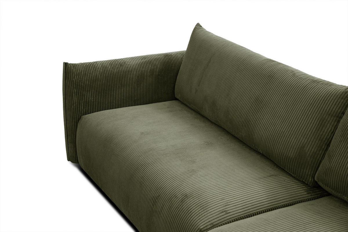 ECKSOFA TAUER 5-Sitzer, olivgrün - Schwarz/Olivgrün, Holzwerkstoff/Kunststoff (292/174cm) - Courtois Laville