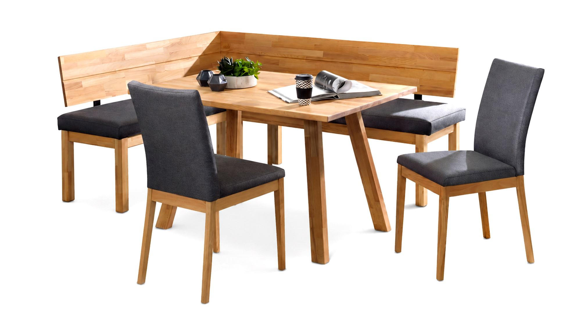 58aufmkessel Eckbankgruppe Kernbuche, Grau 155x85x194 cm