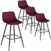 BARHOCKER 4er Set, Fußstütze, Samt, Bordeaux - Bordeaux/Schwarz, Textil/Metall (43/88/35.5cm) - Woltu