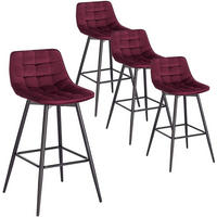 BARHOCKER 4er Set, Fußstütze, Samt, Bordeaux - Bordeaux/Schwarz, Textil/Metall (43/88/35.5cm) - Woltu