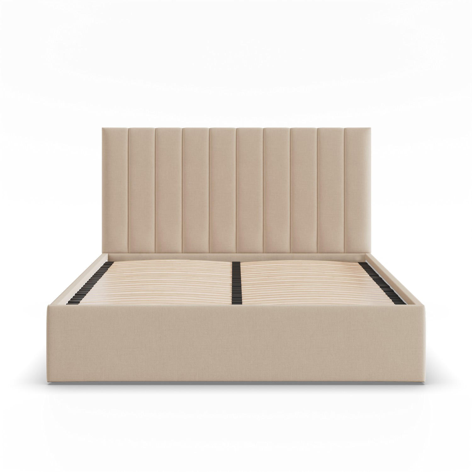 POLSTERBETT MIT KOPFTEIL 160x200 ohne Bettkasten POLLA, Beige - Beige, Textil (160/200cm) - Mebligo