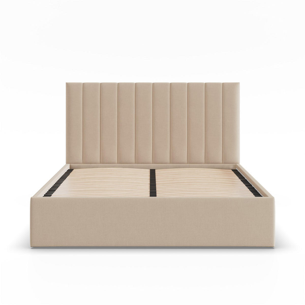 POLSTERBETT MIT KOPFTEIL 180x200 ohne Bettkasten POLLA, Beige - Beige, Textil (180/200cm) - Mebligo