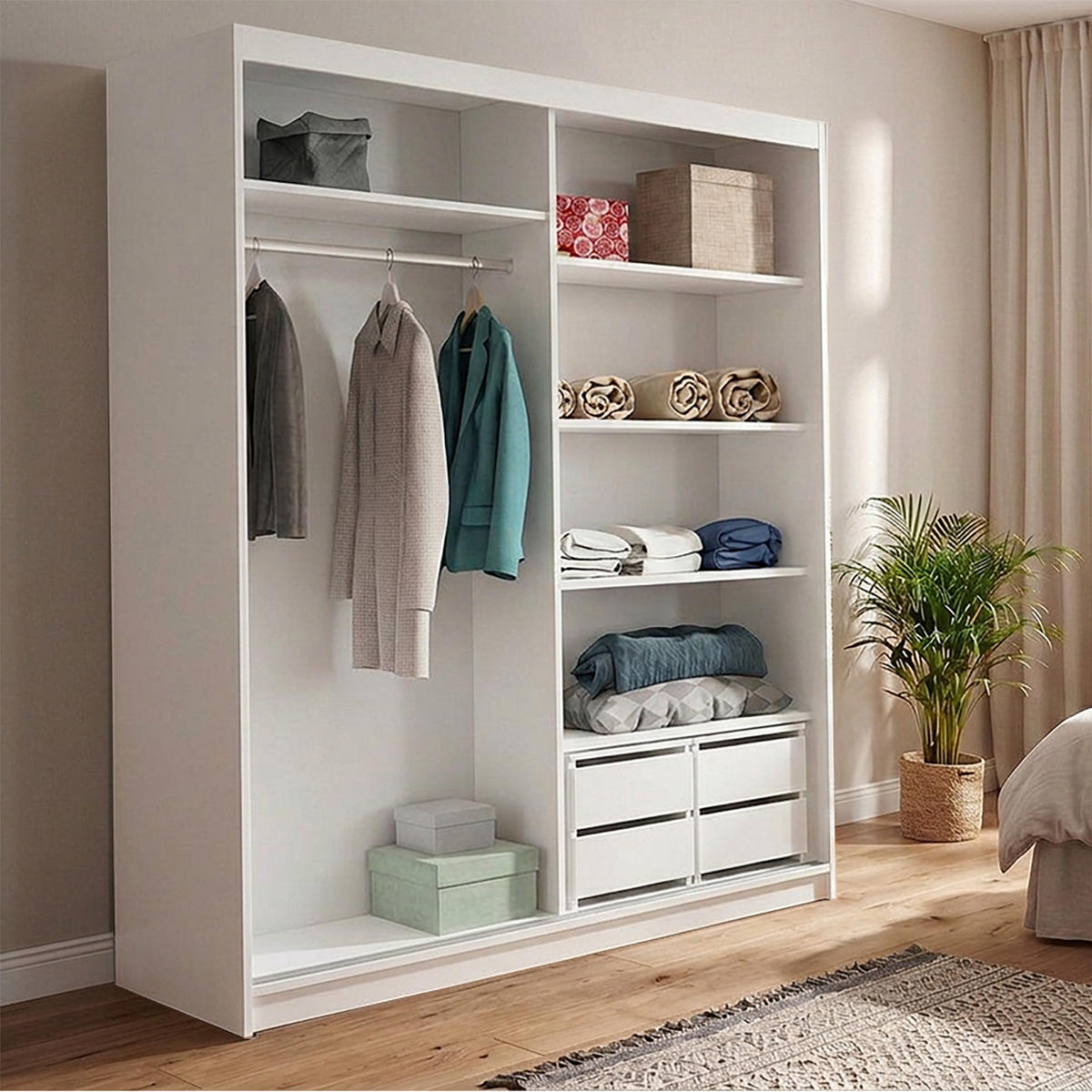 SCHWEBETÜRENSCHRANK Donatello mit 2 Türen und Schubkasteneinsatz, 180 cm, Kaschmir+eiche Artisan - Kaschmir/Eiche Artisan, Holzwerkstoff (180/205/60cm) - Beautysofa