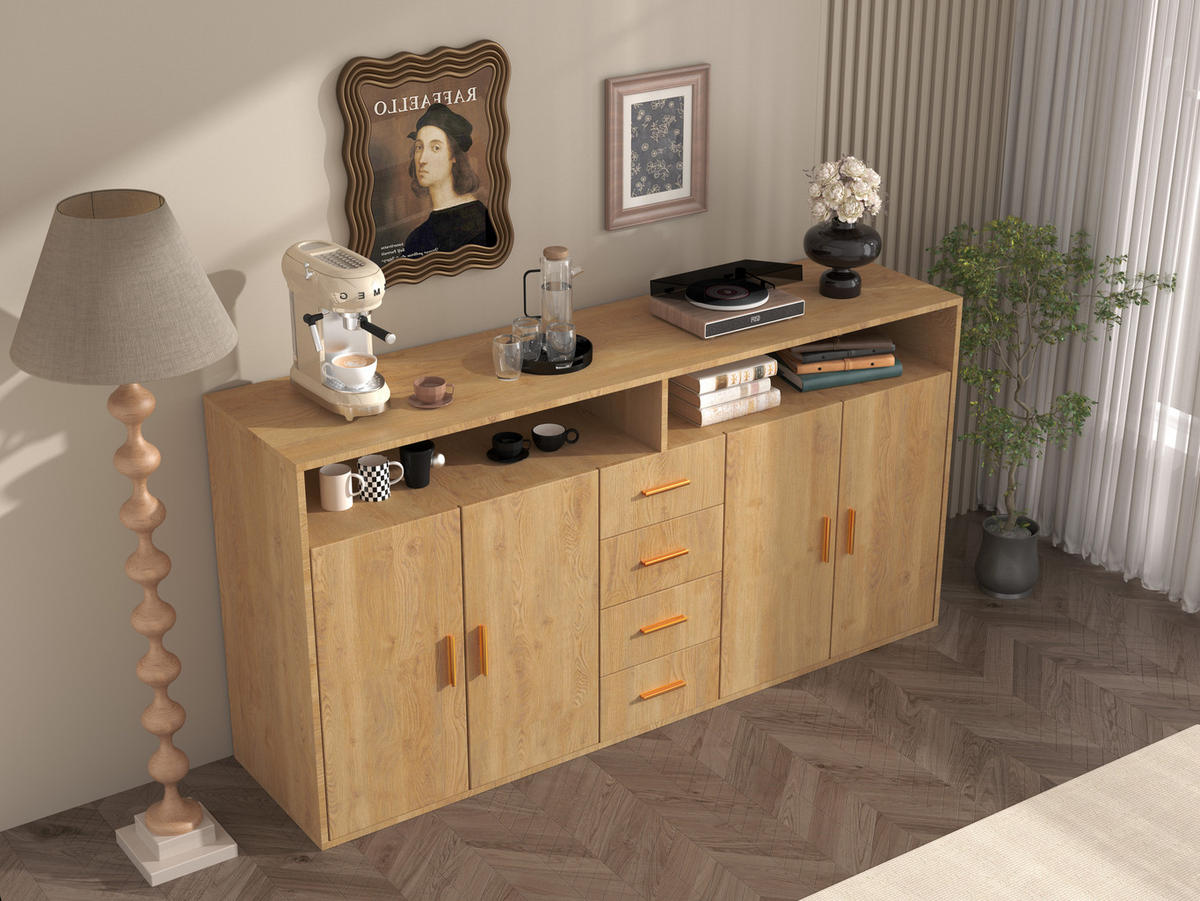 SIDEBOARD in 160/81/40cm - Walnussfarben, Holzwerkstoff/Metall (160/81/40cm) - HOMAVO