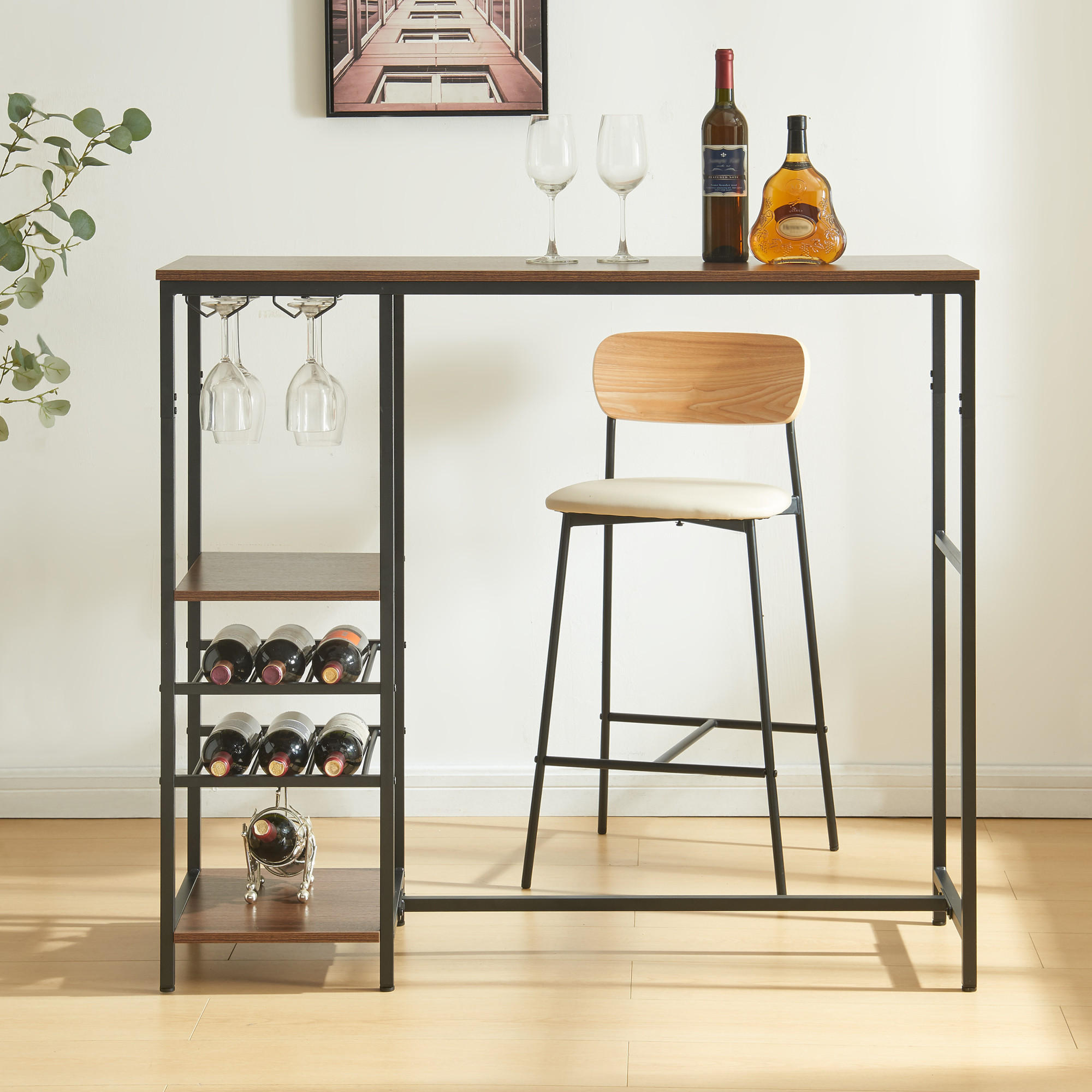 BARTISCH Stjørdal - Walnussfarben/Schwarz, Holzwerkstoff/Metall (120/105/40cm) - [en.casa]