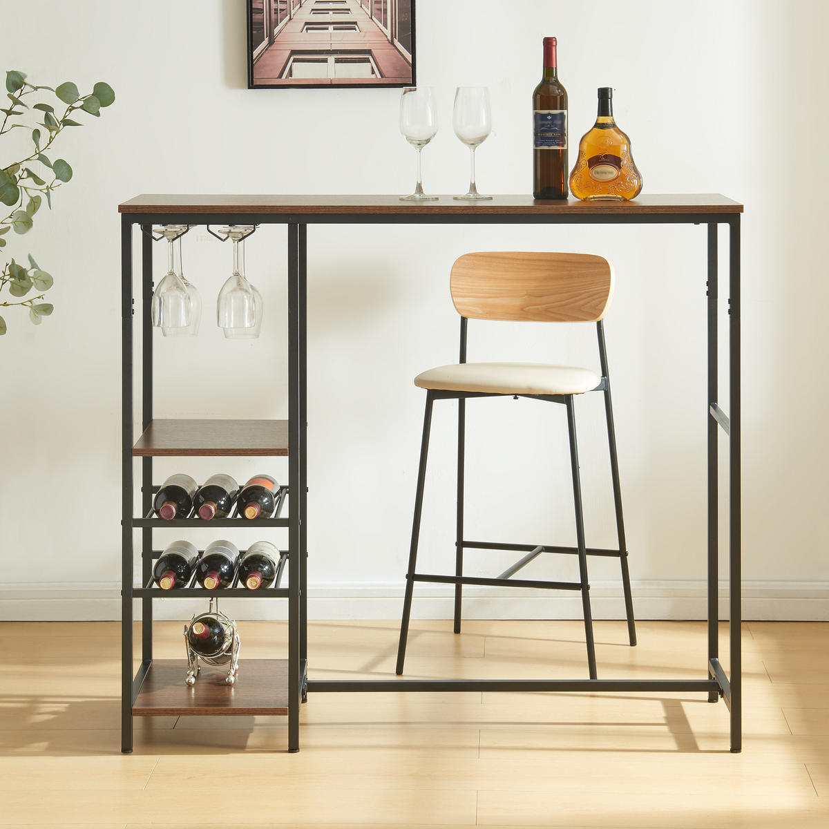 BARTISCH Stjørdal - Walnussfarben/Schwarz, Holzwerkstoff/Metall (120/105/40cm) - [en.casa]