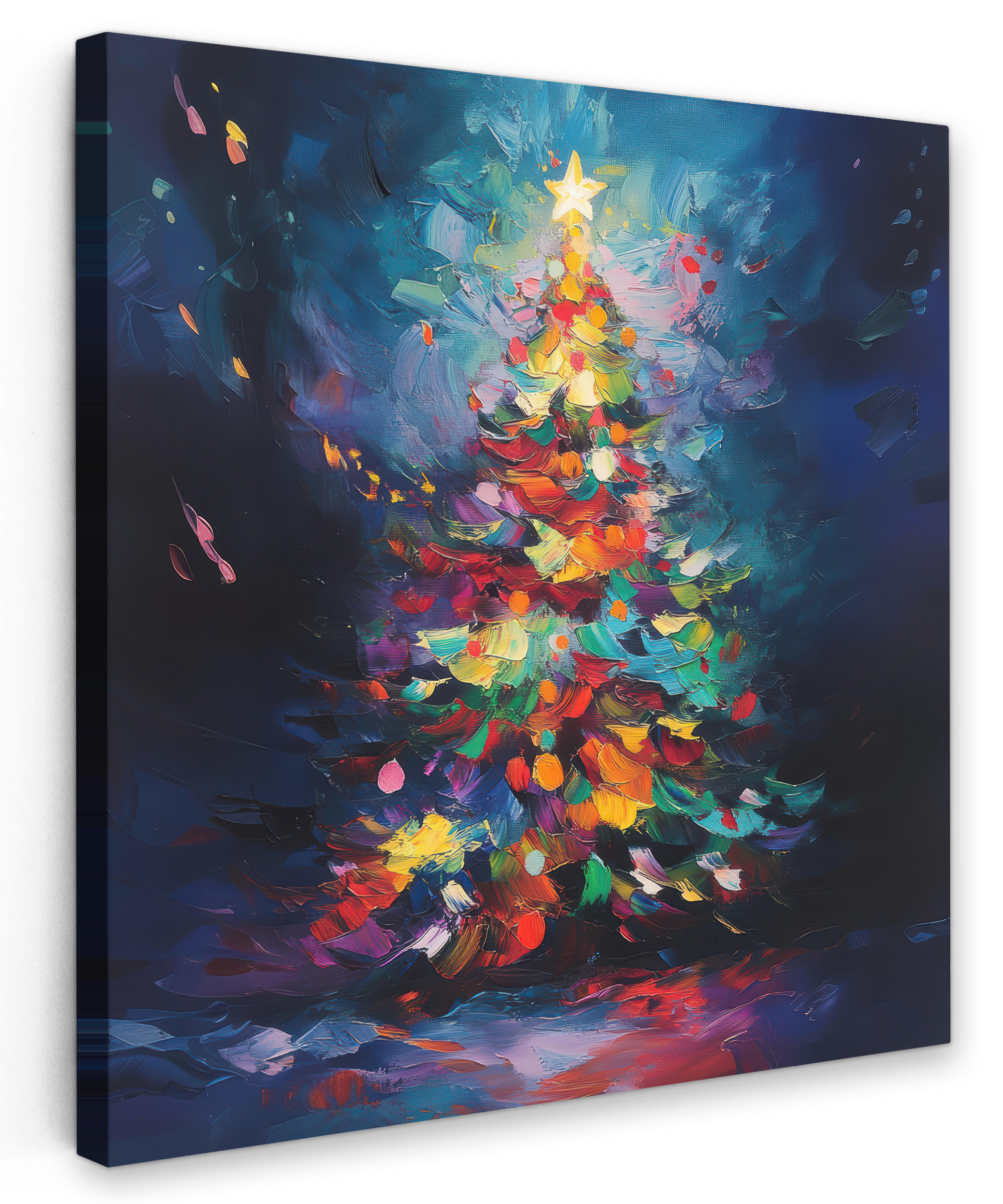LEINWANDBILD Weihnachtsbaum - Weihnachten - Abstrakt - Farbenfroh 20x20 cm - Multicolor, Textil (20/20cm) - MuchoWow
