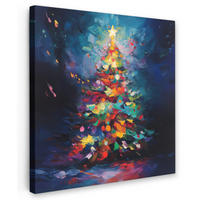 LEINWANDBILD Weihnachtsbaum - Weihnachten - Abstrakt - Farbenfroh 20x20 cm - Multicolor, Textil (20/20cm) - MuchoWow