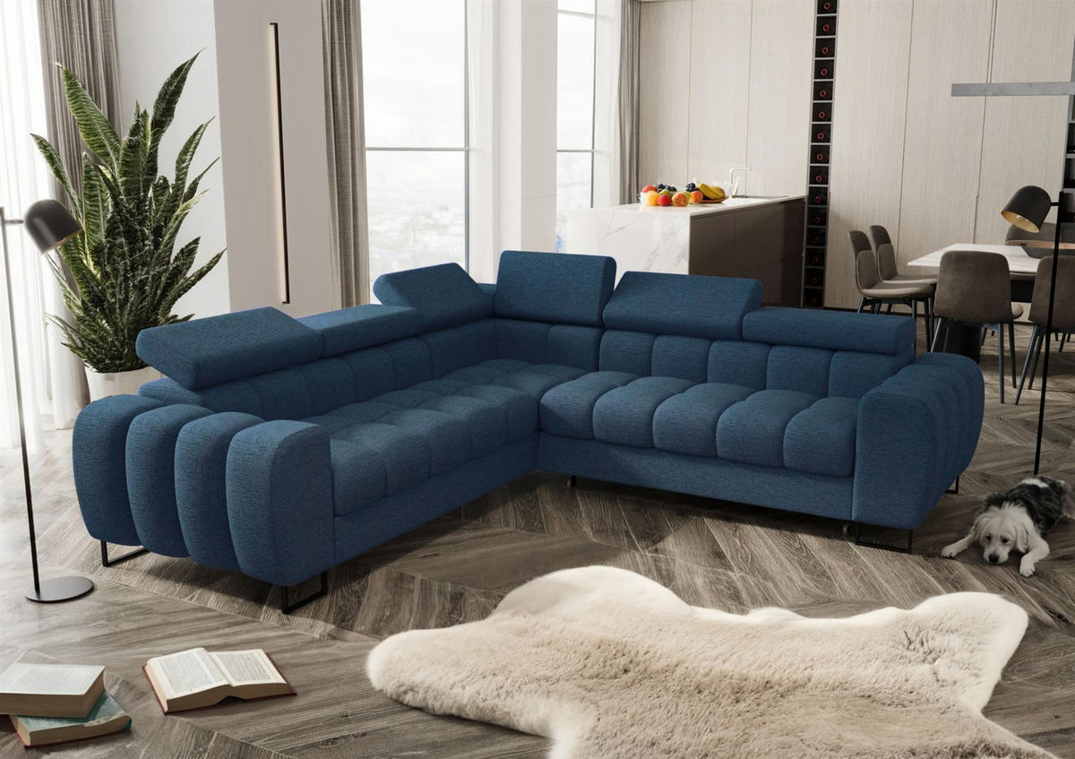 ECKSOFA Bastien Mit Schlaffunktion - Dunkelblau, Holzwerkstoff/Textil (260/260cm) - Fun Möbel