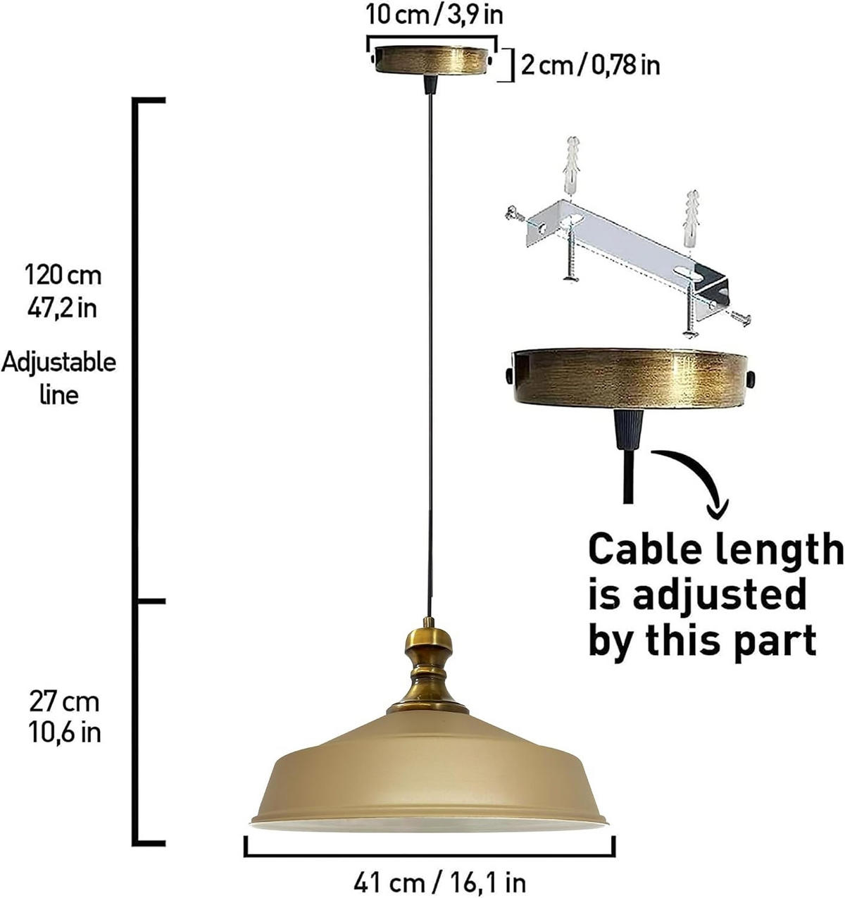 PENDELLEUCHTE Asletl 40/30 cm - Beige, Metall (30/40/27cm) - Bamyum