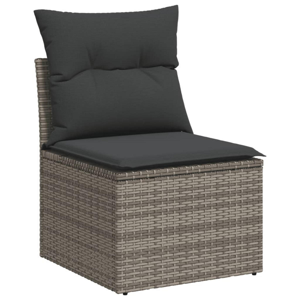 GARTEN-SOFAGARNITUR 3-teilig Mit Kissen Grau Poly Rattan - Grau, Kunststoff - vidaXL