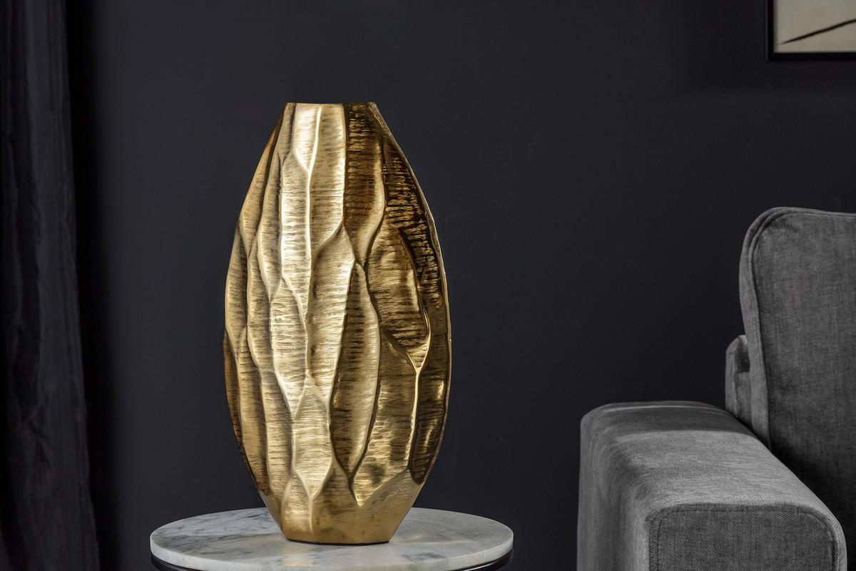 DEKOVASE ORGANIC ORIENT Metall Gold 44 cm - Goldfarben, Metall (44cm) - riess-ambiente
