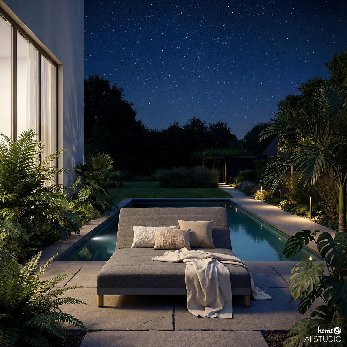 LOUNGESOFA - Olefin - Grau - Grau, Textil/Metall (200/147/38cm) - home24