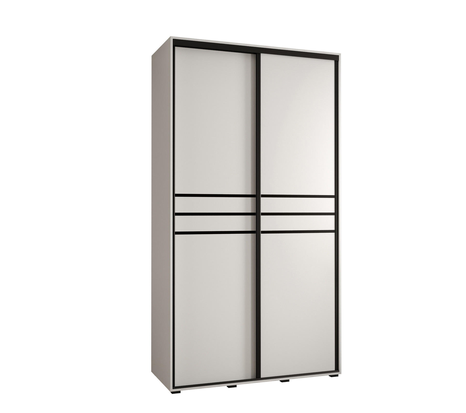 Abiks Möbel SCHWEBETÜRENSCHRANK Weiß, Weiß, Schwarz 140cm × 60cm × 235cm