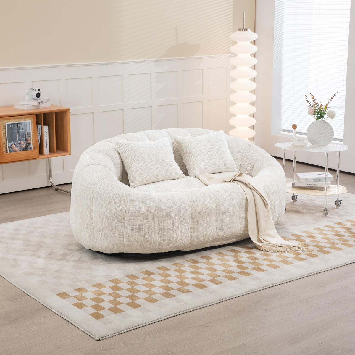SITZSACK Cord,Sofa mit 3 extra Kopfkissen,Beige - Beige, Textil (145/63/95cm) - LVHOM