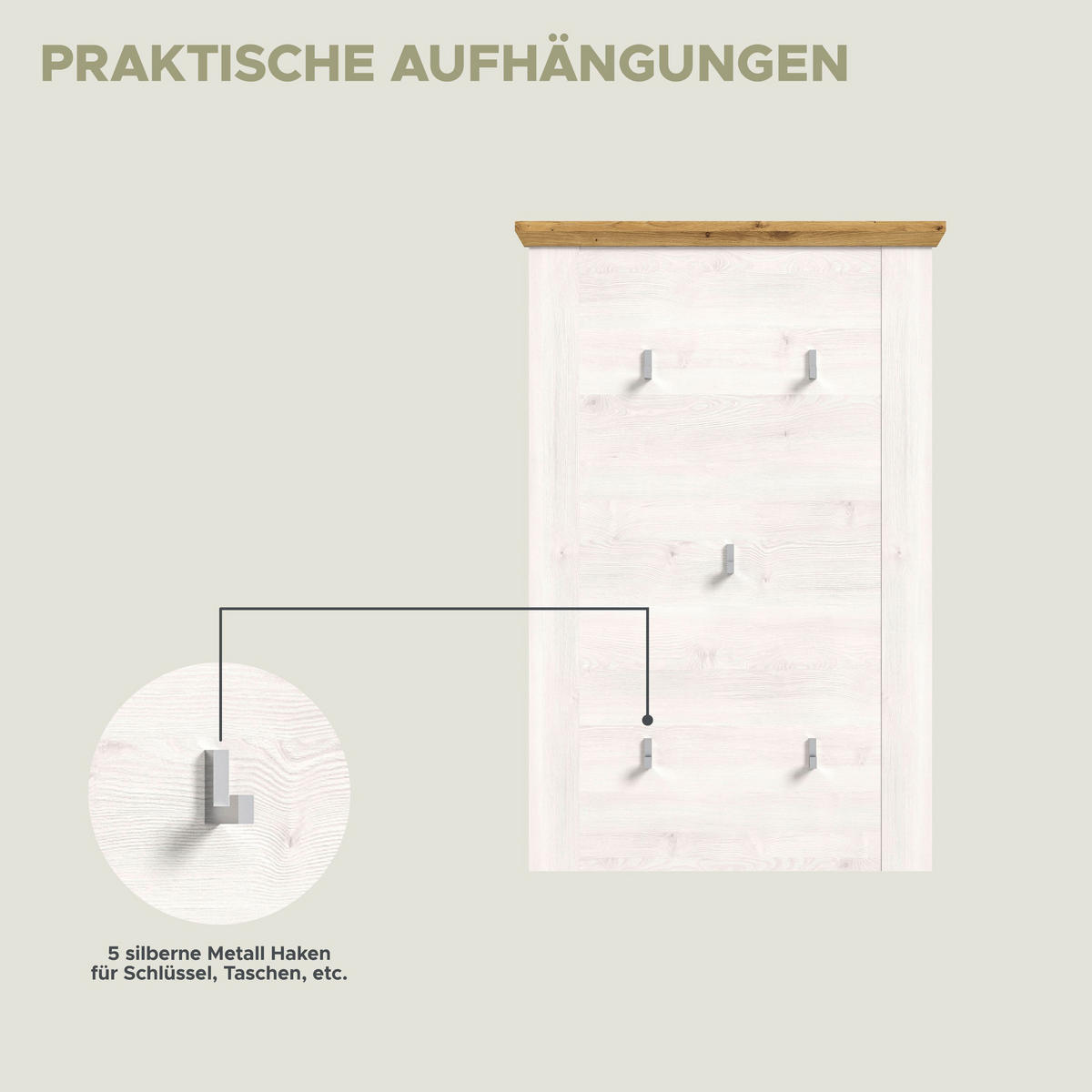 GARDEROBEN Set Verona 285x196x39 cm Sibiu Lärche Weiß 5tlg. - Lärchefarben, Holzwerkstoff (276/194/37cm)