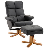 RELAXSESSEL mit Hocker Fernsehsessel 360° drehbar Liegefunktion Holz Schwarz - Schwarz, Holz (86/99/80cm) - HOMCOM