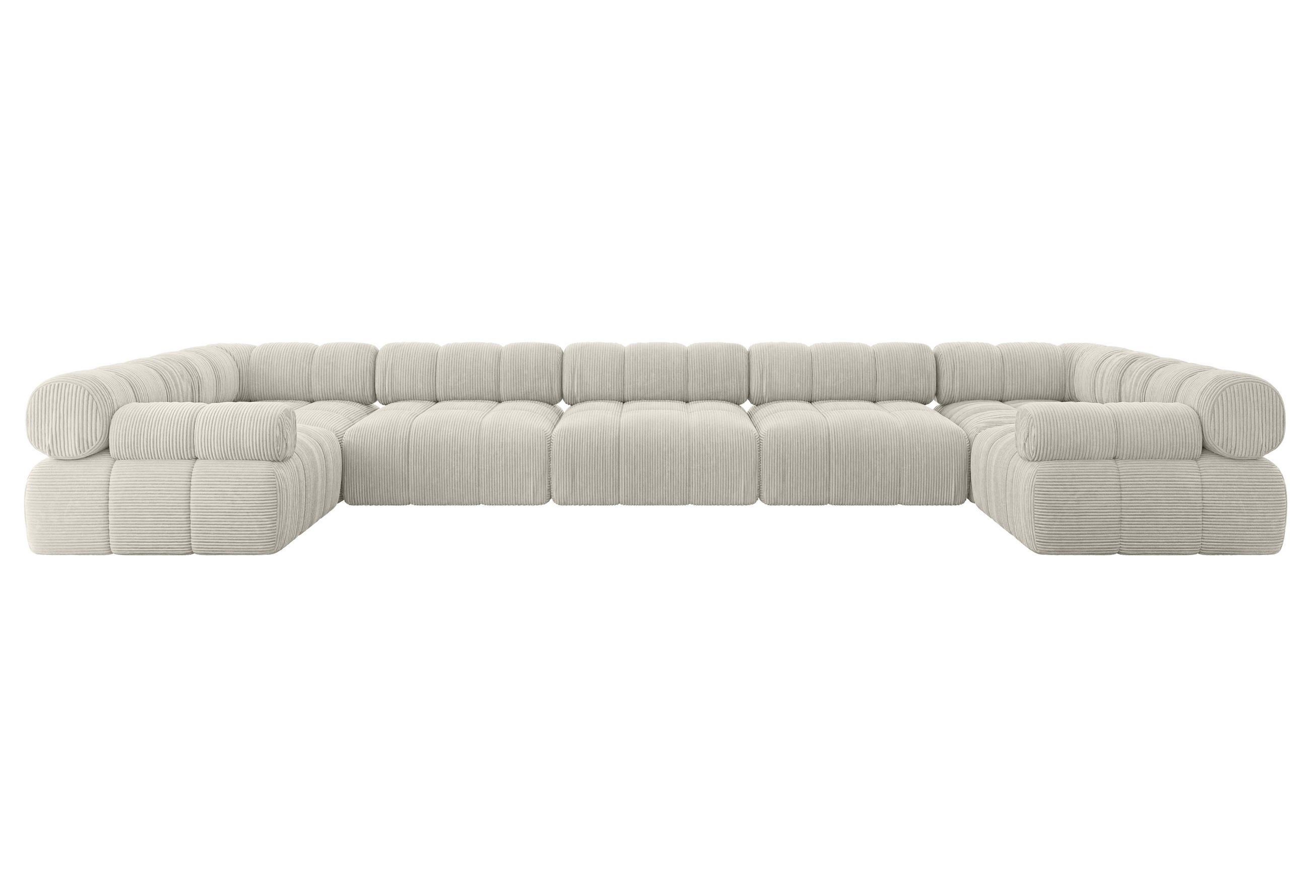 WOHNLANDSCHAFT modulares Sofa Birno-U3 - 475x190x70 cm Hellgrau Cord - Hellgrau, Holzwerkstoff/Textil (475/70/190cm) - ALTDECOR