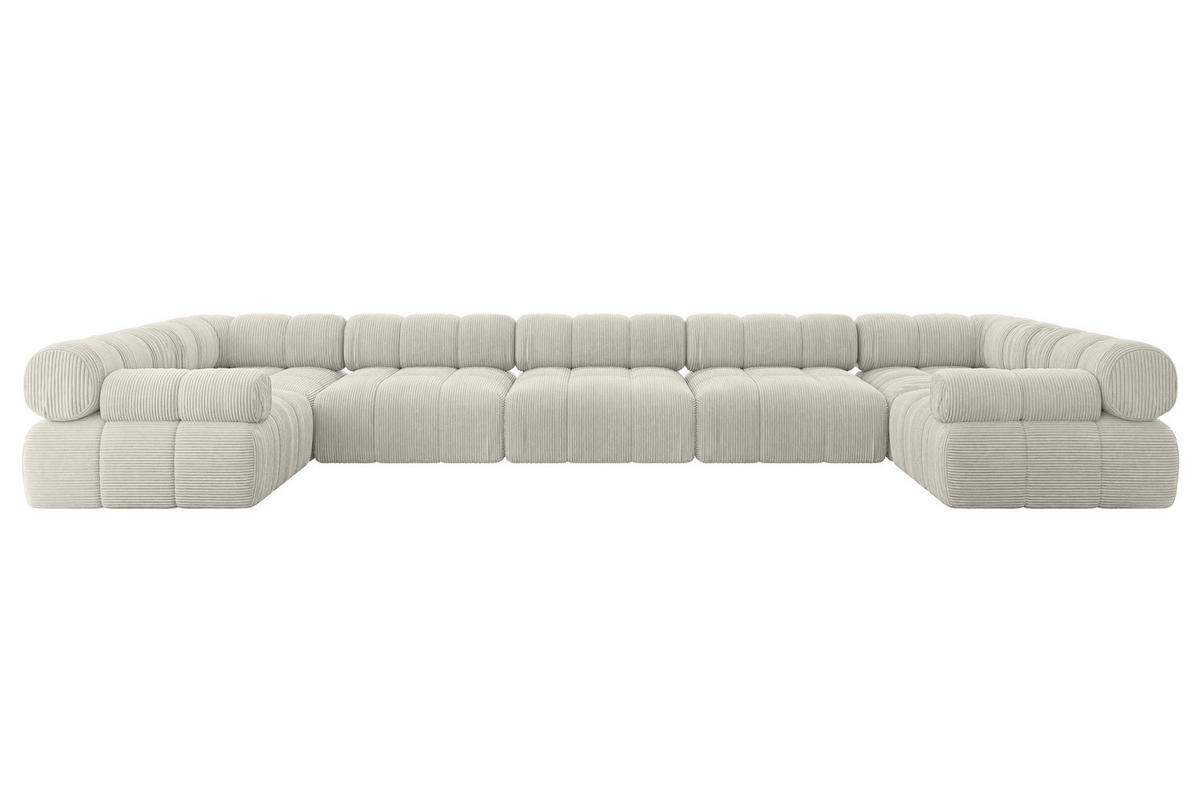WOHNLANDSCHAFT modulares Sofa Birno-U3 - 475x190x70 cm Hellgrau Cord - Hellgrau, Holzwerkstoff/Textil (475/70/190cm) - ALTDECOR