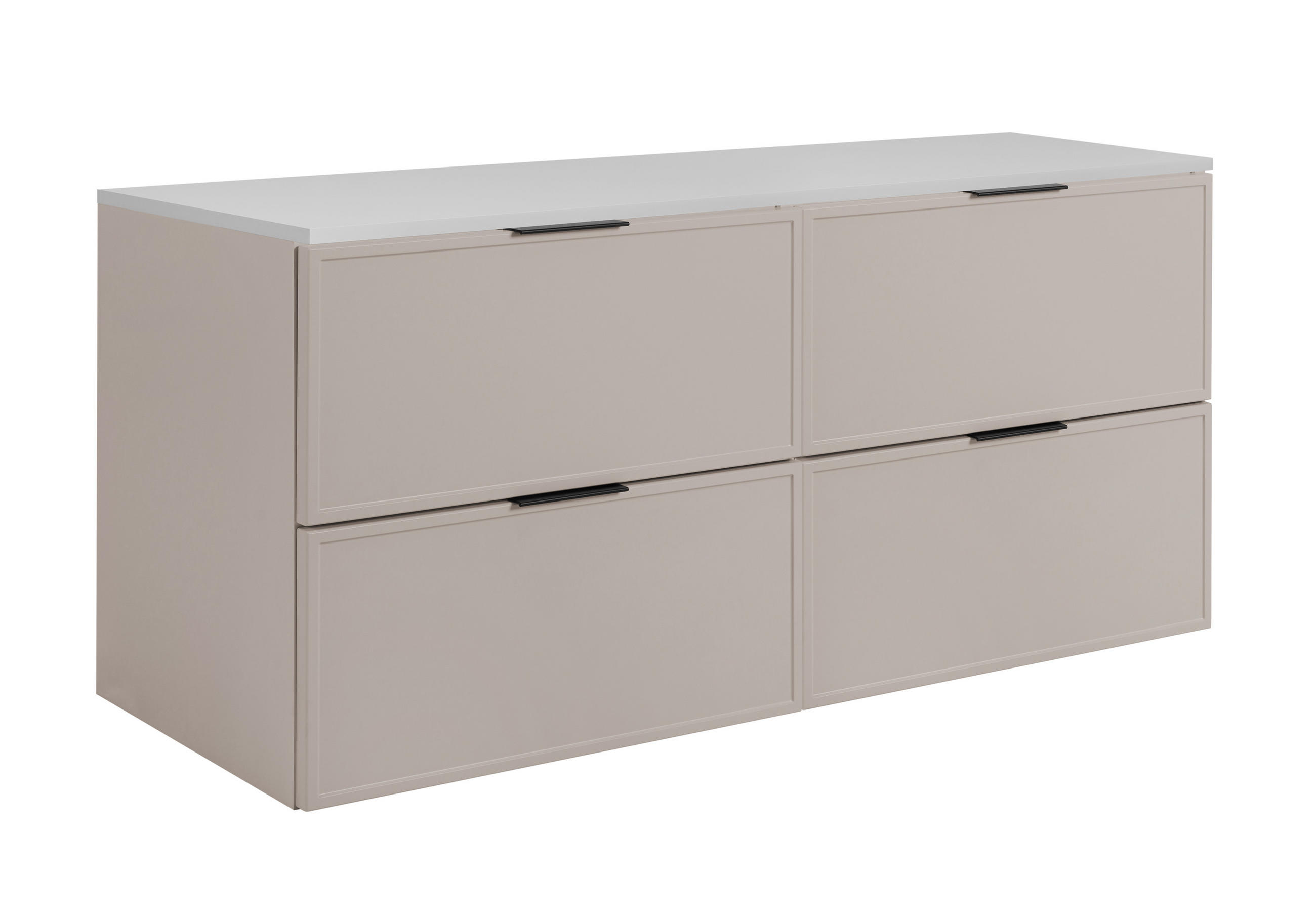 BADEZIMMERSCHRANK, Kaschmir / Weiß, Schwarze Griffe, 160 (2 x 80) x 46 x 57 cm - Kaschmir/Schwarz, Holzwerkstoff/Kunststoff (160/57/46cm) - 3XE LIVING