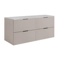 BADEZIMMERSCHRANK, Kaschmir / Weiß, Schwarze Griffe, 120 (2 x 60) x 46 x 57 cm - Kaschmir/Schwarz, Holzwerkstoff/Kunststoff (120/57/46cm) - 3XE LIVING