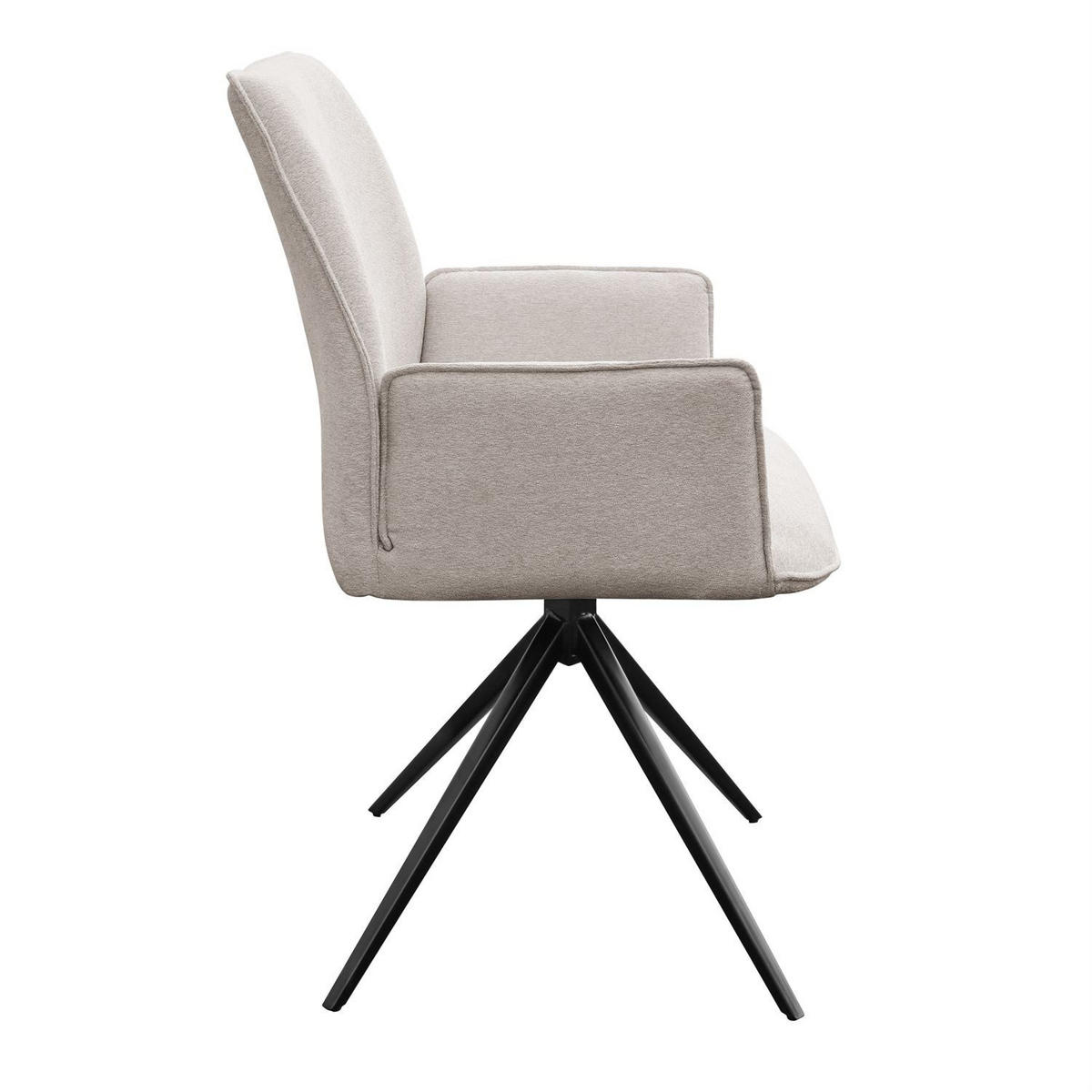 ARMLEHNENSTUHL OPHELIA mit Drehfunktion und Polsterung - Beige/Schwarz, Textil (60/87/64cm) - Lookway
