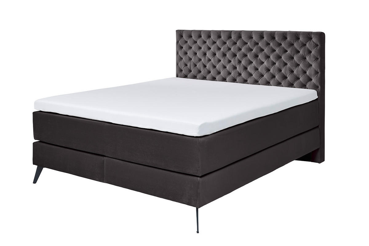 BOXSPRINGBETT SINDAR Anthrazit Webstoff - Anthrazit/Schwarz, Textil (160/200cm) - KAWOLA