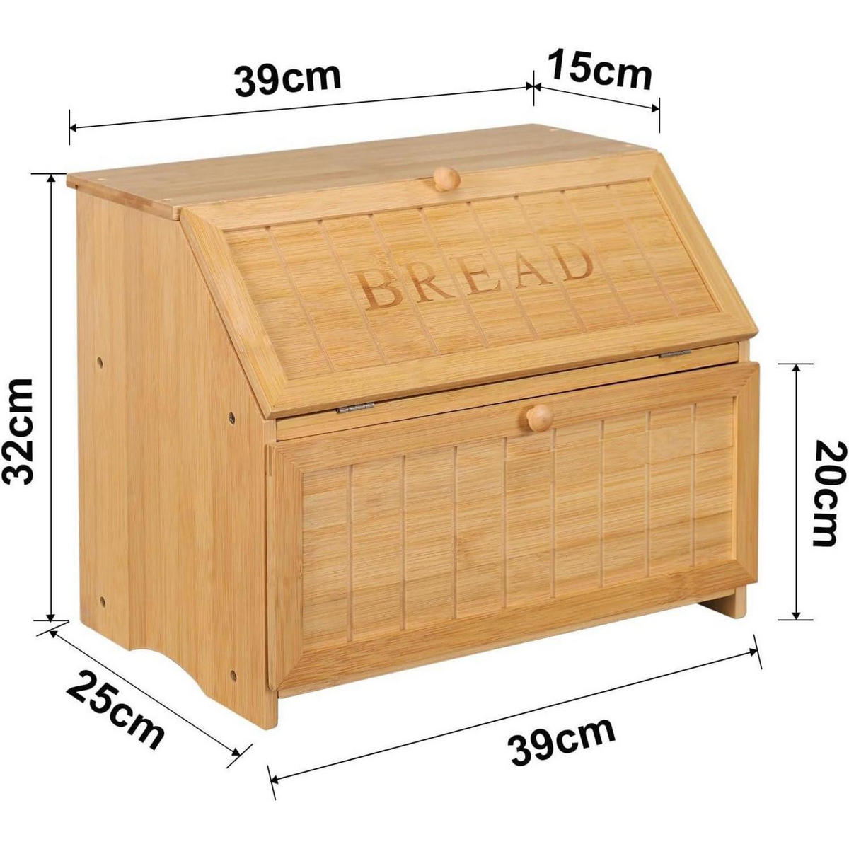 BROTKASTEN Bambus 2 Etagen 39 cm - Hellbraun, Naturmaterialien (24.9/32/38.9cm)