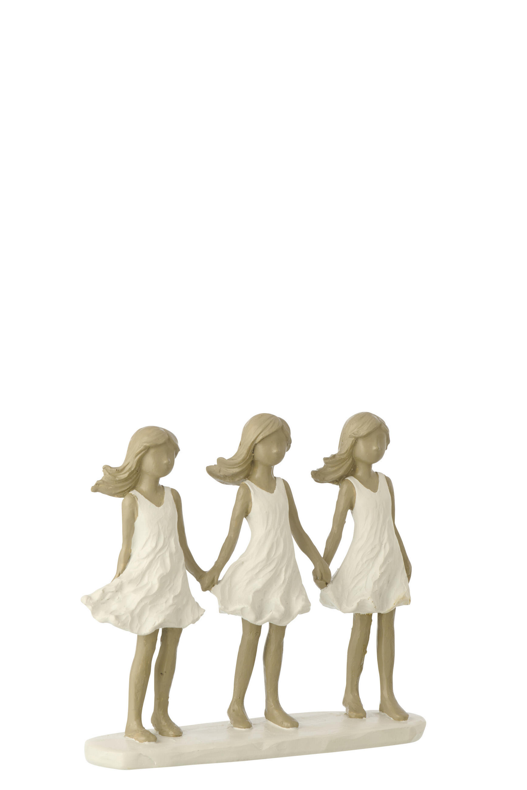 FIGUR KINDER SCHWESTERN - Weiß, Glas/Naturmaterialien (5.5/16.5/18cm) - J-Line