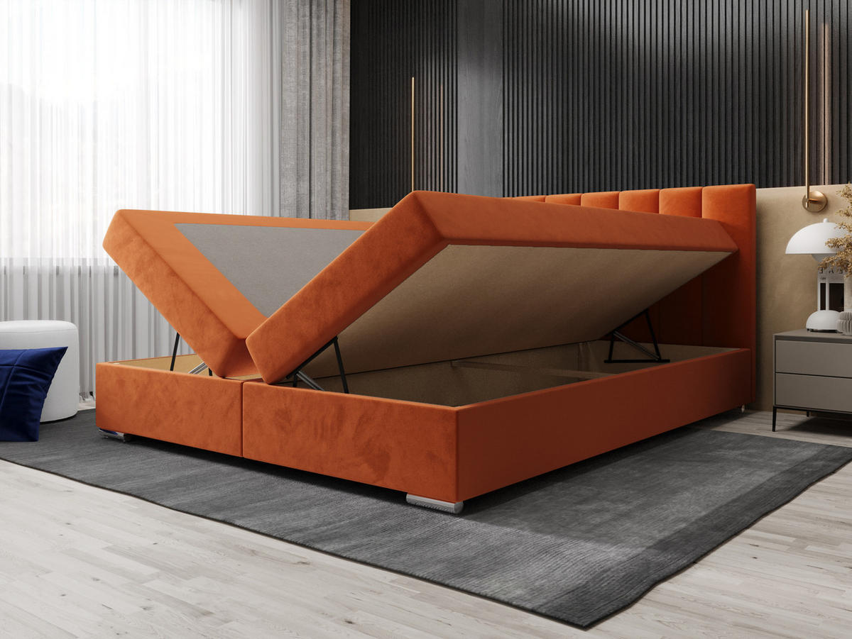 BOXBETT ZILANO 2 mit Matratze H3 und Topper 140x200 Itaka 1 - Braun, Holz/Textil (140/200cm) - Bedante