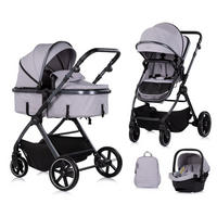 KOMBIKINDERWAGEN Pearl 3 in 1 grau umbaubar Babyschale Wickeltasche Fußsack - Grau, Metall (75/65/104cm) - Chipolino