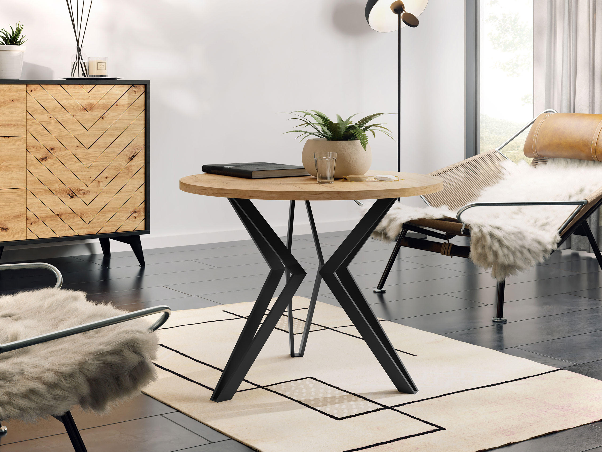 COUCHTISCH STK M13 - Schwarz/Braun, Metall (67/67/50cm) - MIRJAN24