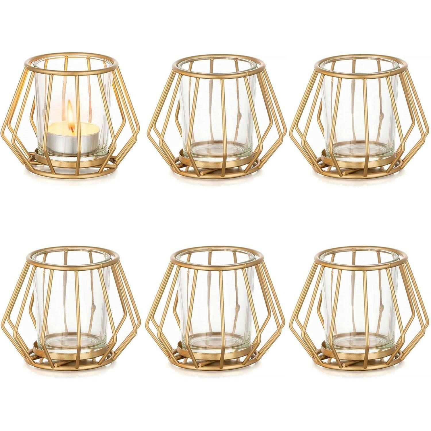 TEELICHTHALTER 6er Set Gold Metall 10 cm - Goldfarben, Metall (9cm)