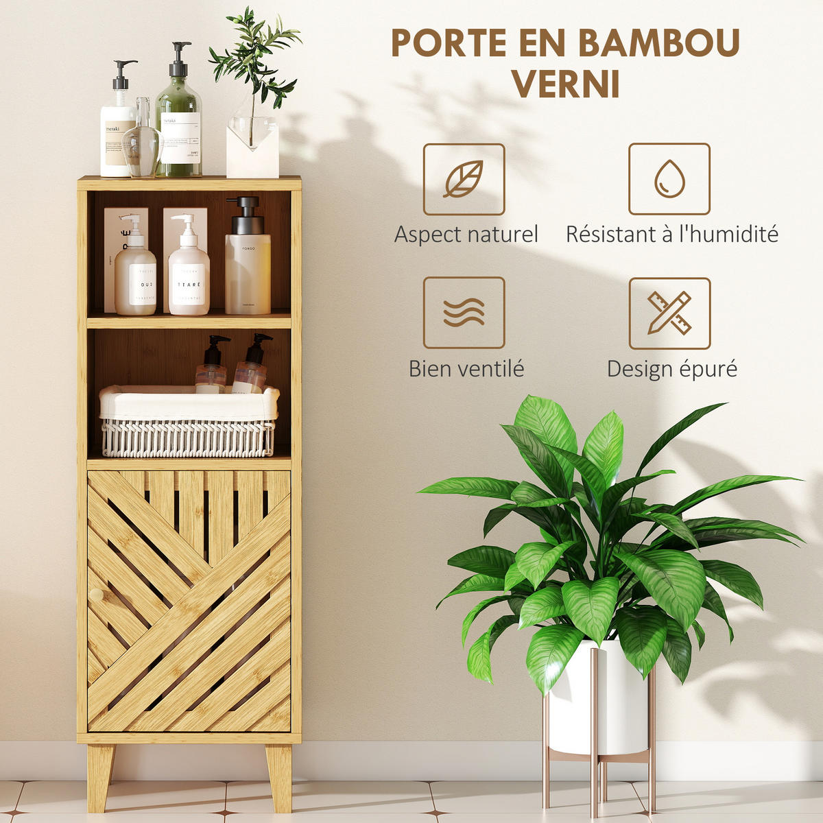 BADEZIMMERSCHRANK Naturfarben 32/30/90 cm - Naturfarben, Holz (32/90/30cm) - PANGIVO