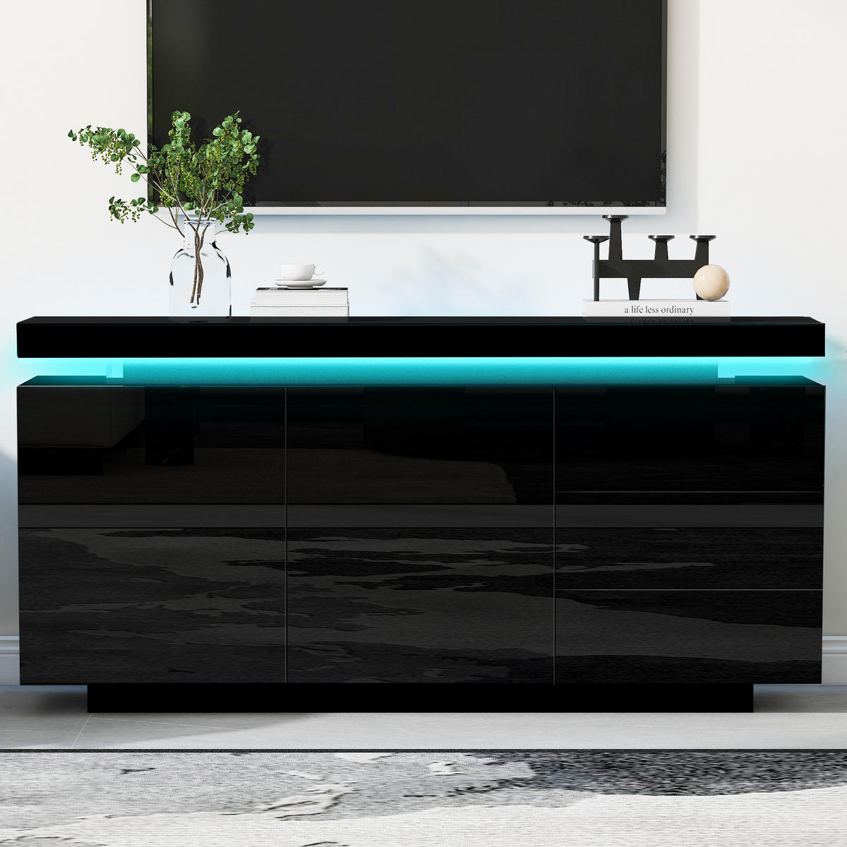 ANRICHTE Schwarz 140/35/72.5 cm - Schwarz, Holz (140/72/38cm) - PANGIVO