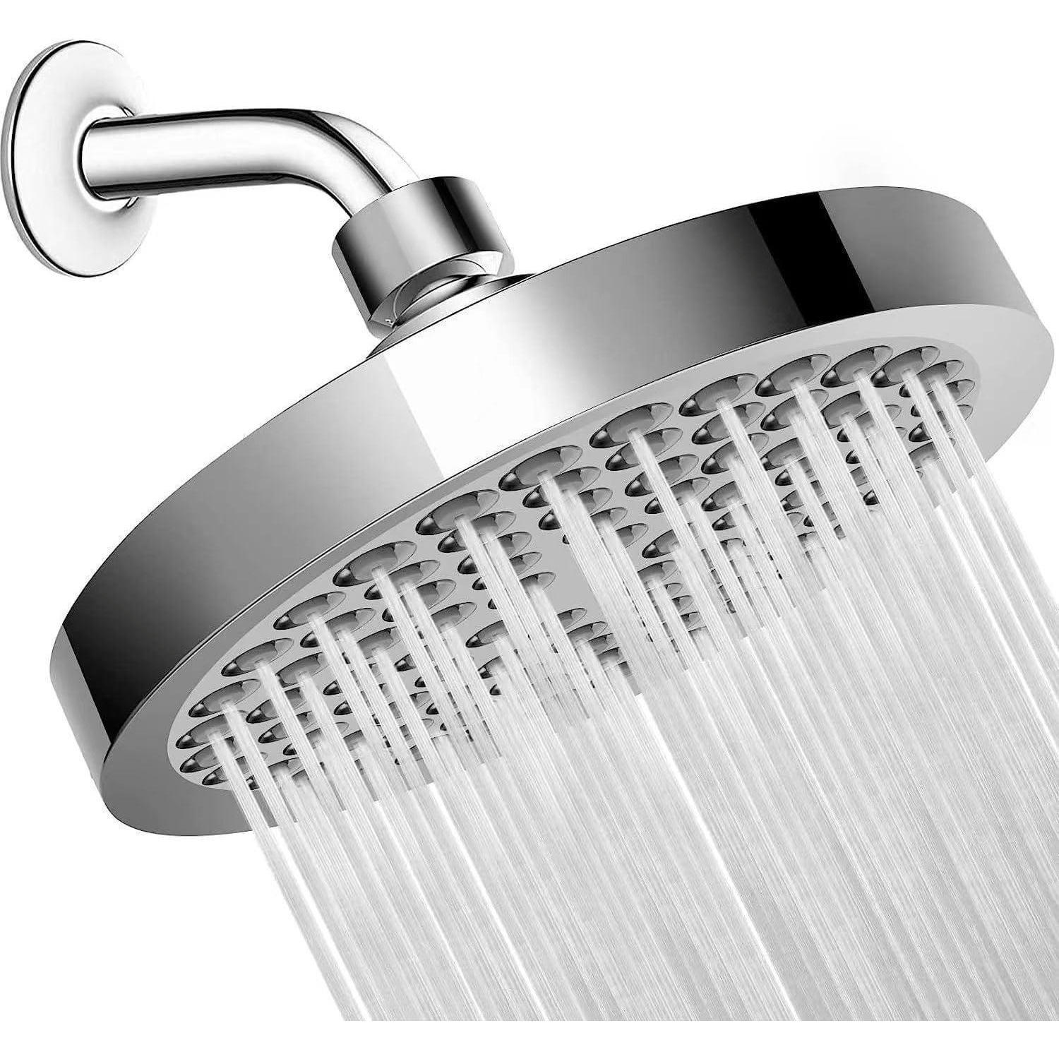 KOPFBRAUSE mit Duscharm 6 Zoll Chrom Wassersparend - Silberfarben, Metall (15/12.7/15cm)