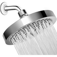 KOPFBRAUSE mit Duscharm 6 Zoll Chrom Wassersparend - Silberfarben, Metall (15/12.7/15cm)